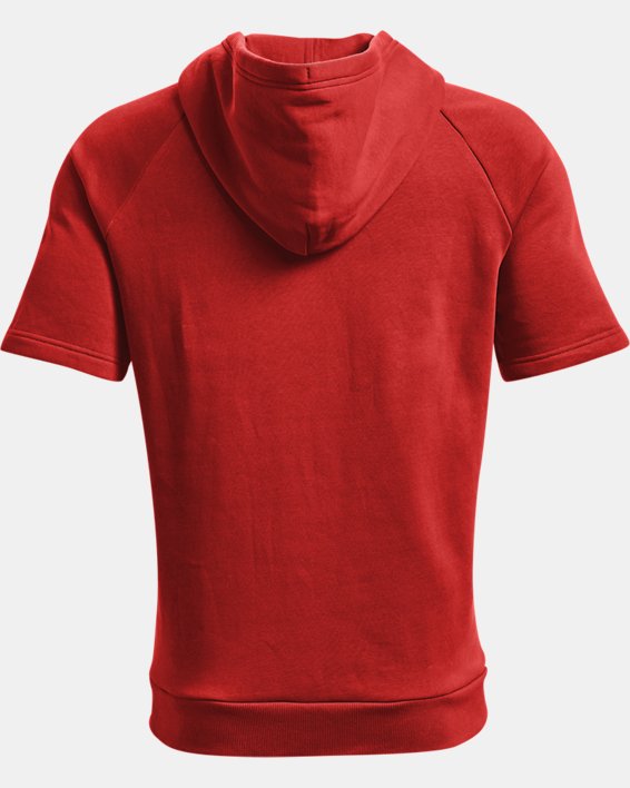 Men's UA Rival Fleece Big Logo Short Sleeve Hoodie, Orange, pdpMainDesktop image number 5